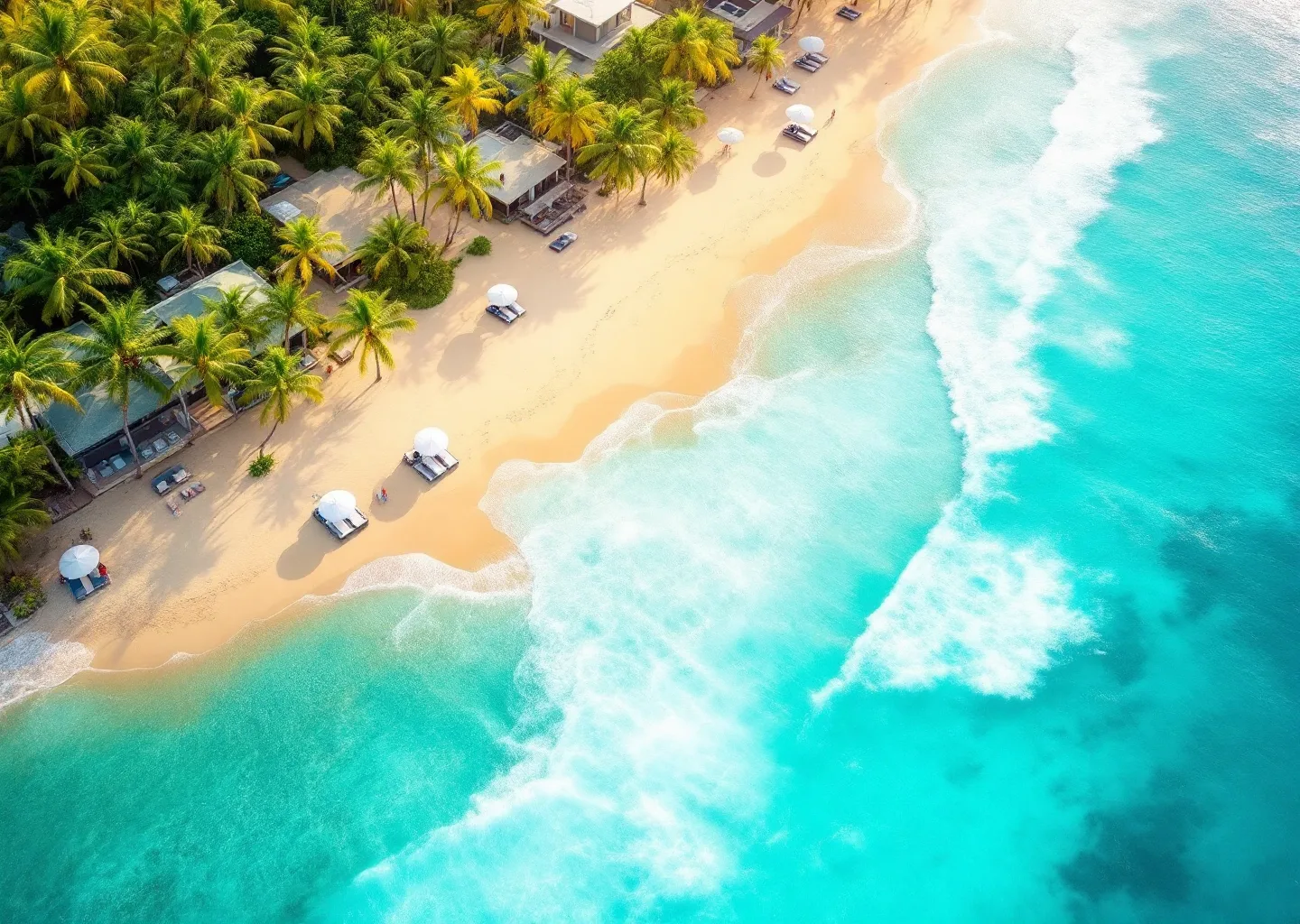 AI travel planning interface recommending hotels — editorial tropical-tech illustration